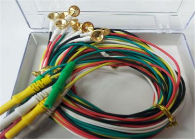 cabos do EEG de 1.5m TPU com o conector dos elétrodos 2.0mm do cobre de chapeamento do ouro