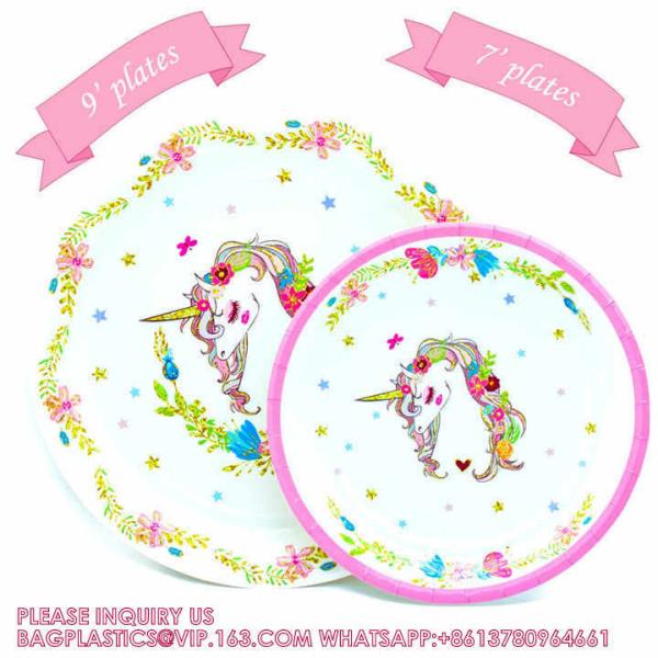 Unicorn Party Dinnerware Plates Cup Supplies Baby Shower Disposable Tableware Set Kids Birthday Party Paper