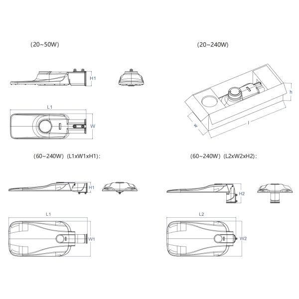 IP66 водонепроницаемый светодиодный уличный фонарь с SKD ветроустойчивым 30W-300W умным фотоэлементом управления