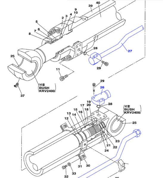 SH210-5A Pièces détachées de pellets pour tuyaux à huile de cylindre de Sumitomo