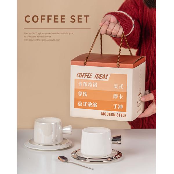 Cute Porcelain Tea Cup Set With Spoon Sustainable Ceramic Coffee Cup And Saucer Set