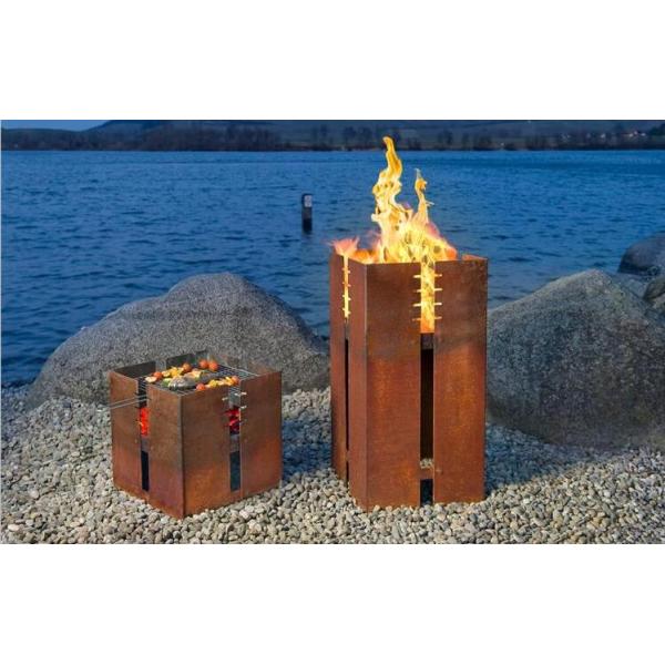 Барбекю ямы огня Corten декоративного Minimalistic деревянного горящего куба стальное