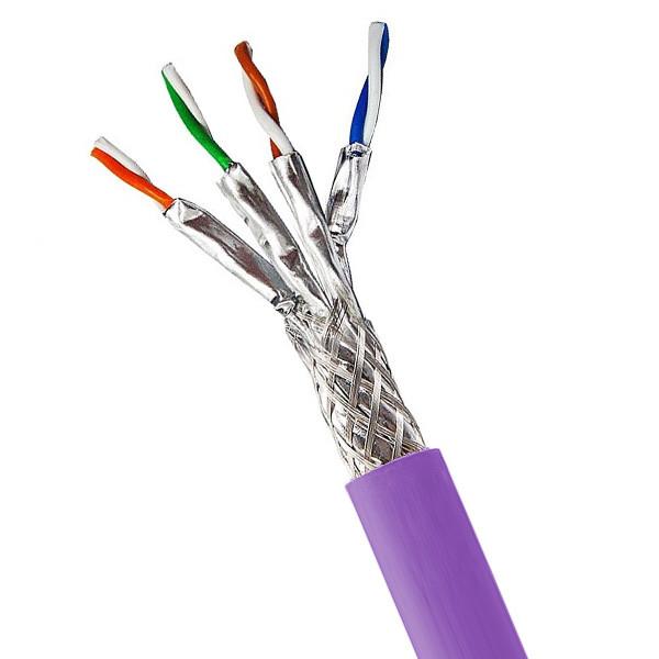 Purple Cat7 SFTP 23AWG CPR Dca-S2 D2 A1 PVC Cable For 10Gbps Network