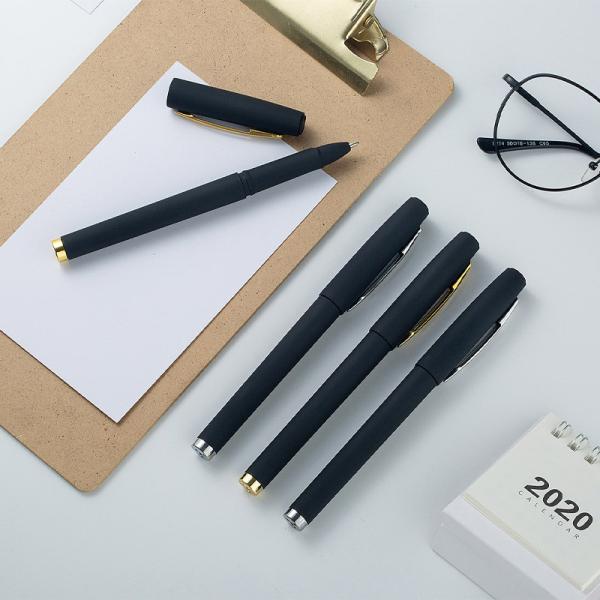 Corporate Advertising Black Metal Gel Ink Pen with Custom Logo and 240M Writing Length