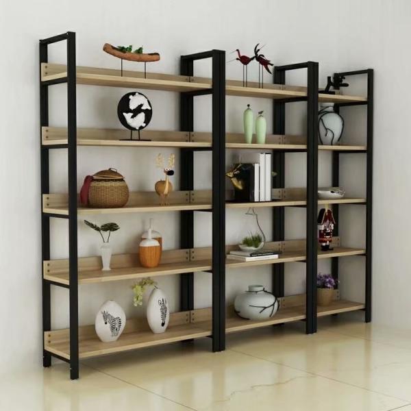 Double-Sided Steel-Wood Bookshelf for Library/Book Shelf/Office Furniture/Booksh Shelf for Clothing/Shoes/Jewelry/Watch