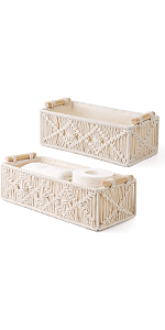 storage Basket Decorative Rope Basket Wooden Bead Decoration For Blankets,Toys,Clothes,Shoes,Plant Organizer Bin