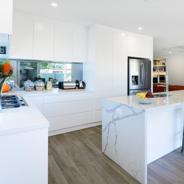 Australian Style Matt White PVC Kitchen Cabinet Furniture Modern Islands