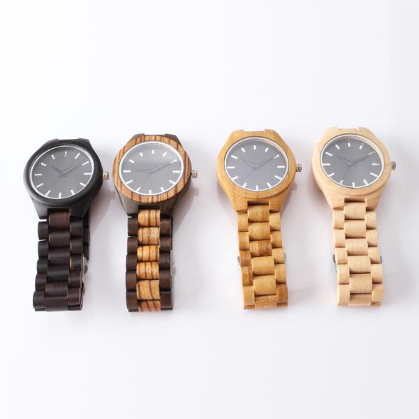 Portable Bamboo Wrist Watch , Black Walnut Wood Quartz Movement Watch Handcrafted