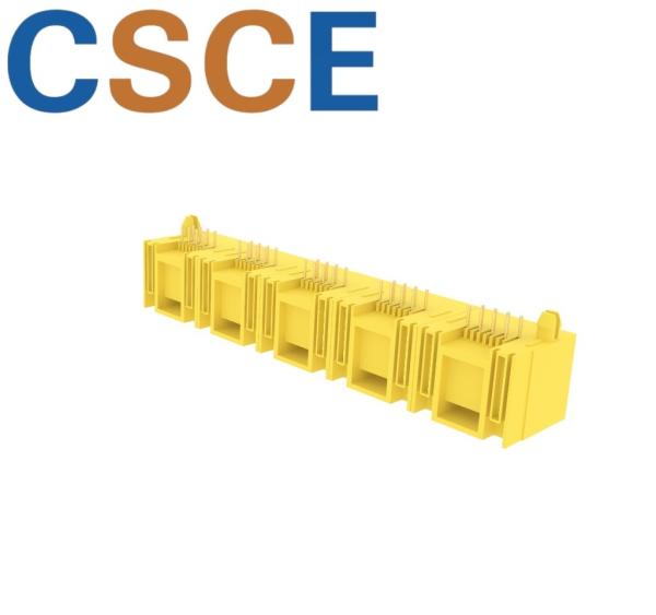 8P8C Unshielded 1×5 Multiple-Port RJ45 Connector For Ethernet Switch