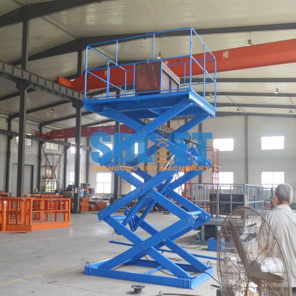 1T Stationary Hydraulic Scissor Lift Elevator , Pallet Scissor Lift Platforms