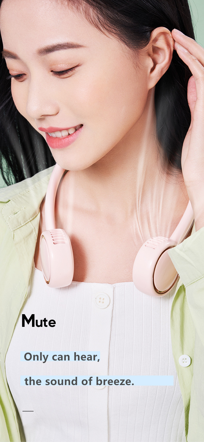 Factory Direct Neck Fan ODM/OEM Available 3-Speed Quiet Portable Personal Fan USB Rechargeable Adjustable Angle