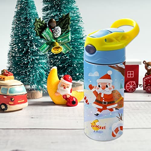 12 oz Sublimación en blanco Sippy Cup Sublimación Tumblers para niños Acero inoxidable aislado Botella de agua para niños con tapa y mango de paja a prueba de fugas