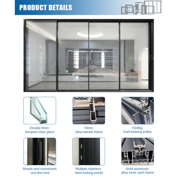 European Standard Design Frameless Aluminum Interior Noiseless Sliding Door for Kitchen