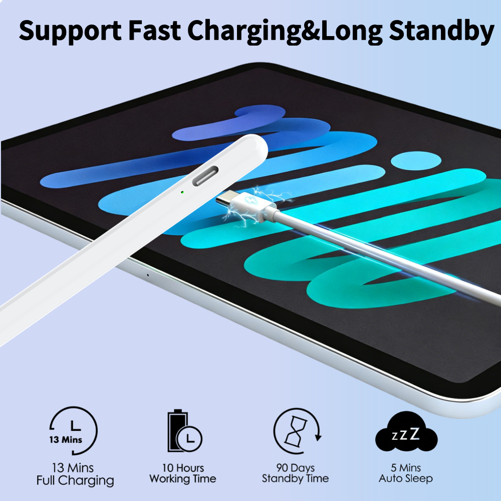 Active Stylus Pen 360-Day Standby Type-C, Digital Pencil iPad Android No Bluetooth, Aluminum POM Tip OEM Wholesale Supplier