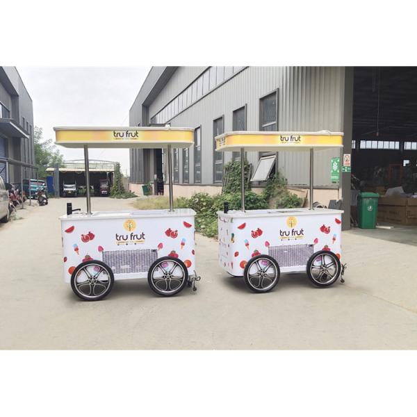 Fast Food Mobile Cart for Ice Cream Cold Drink Snack Trolley Gelato Ice Cream Cart