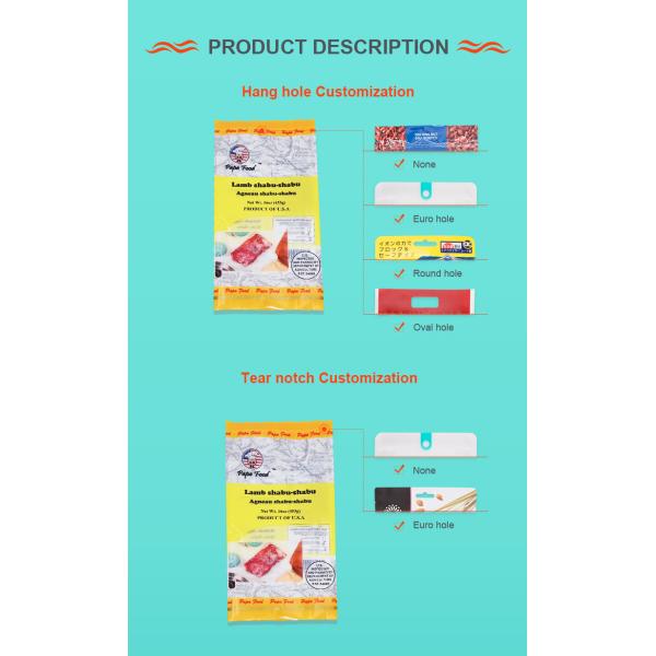 Middle Sealed Food Packaging Bags 28x11.5cm BOPA PE Material Refrigeratable