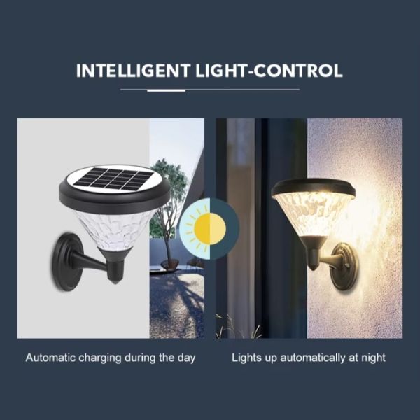 Lantern Style Solar LED Wall Lights Waterproof LED Patio Garden Lighting