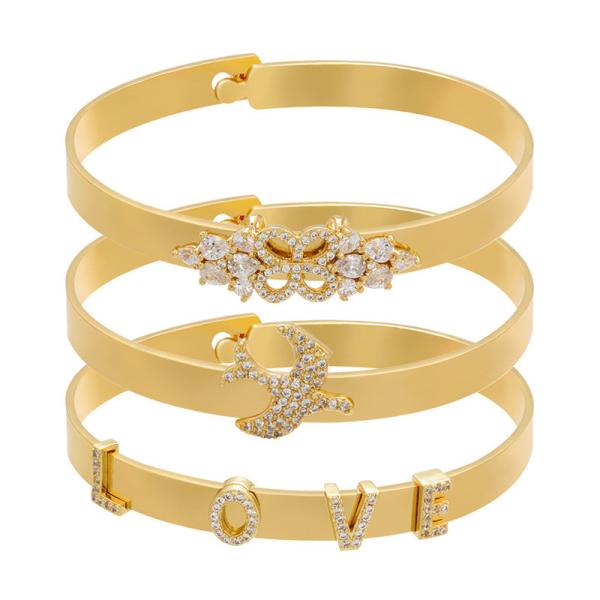 Bangle золота письма 18K персонализировал ODM OEM браслетов имени покрытый золотом