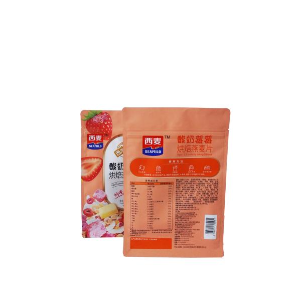 Fermeture à glissière à fond plat sac haut pour fruits surgelés et le yogourt cuisson de farine d'avoine