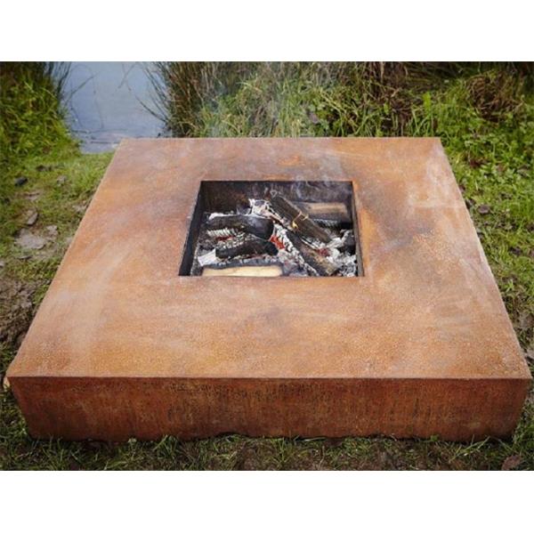 Square Low Profile Corten Steel Fire Pit