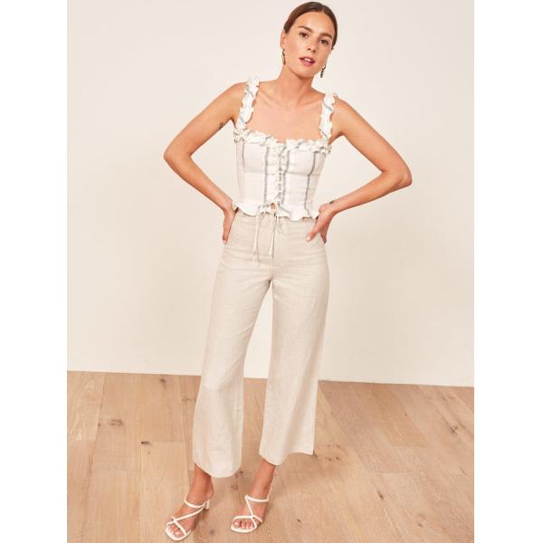 2018 Summer Women Clothing Ruffled Straps Linen Boho Crop Top