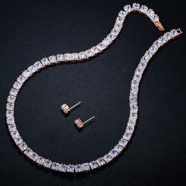Simple Female White Crystal Jewelry Set Charm Necklace Bracele Earring Ring For Women Ring Bracelet Wedding Necklace
