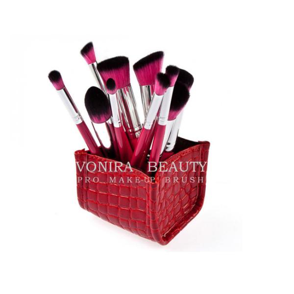 ПУ лоска Про организатора ручки случая хранения коробки держателя щетки макияжа кожи змейки косметического высокий