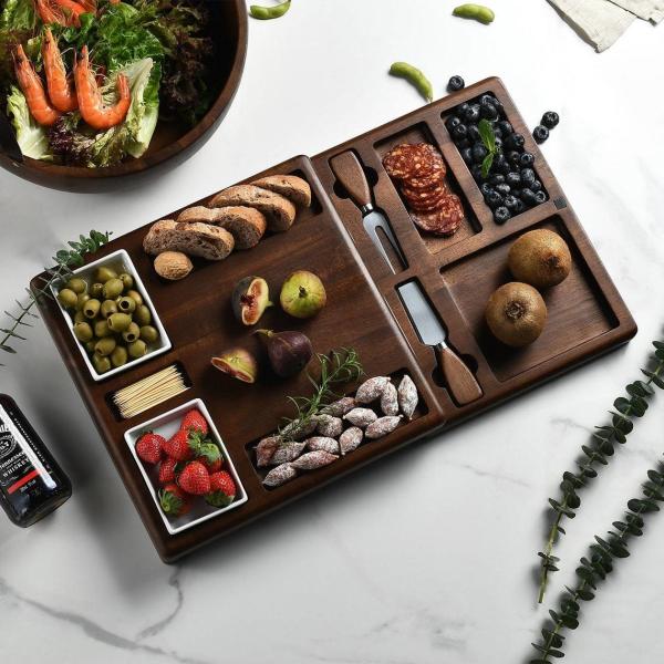 Customizable Multi-Function Bamboo Cutting Board with Stand and Collapsible Colander