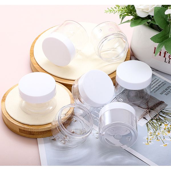 Plastic Jars Round Clear Cosmetic Container with Black Lids, Bagease Slime Jars for Lotion, Cream, Ointments, Makeup, Eye shadow, Rhinestone, Samples, Pot, Travel Storage