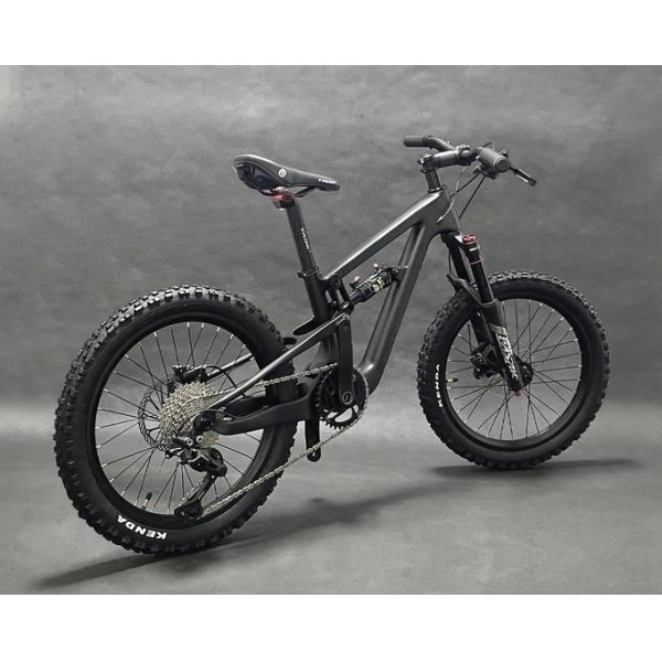 Bicicleta de montaña de carbono con suspensión completa, grupo Shimano de 10 velocidades para niños