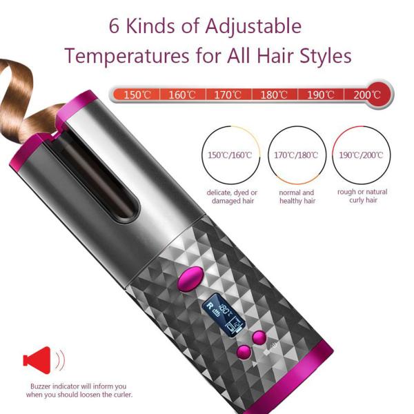Auto Magic Rotating Cordless Rechargeable Hair Curler