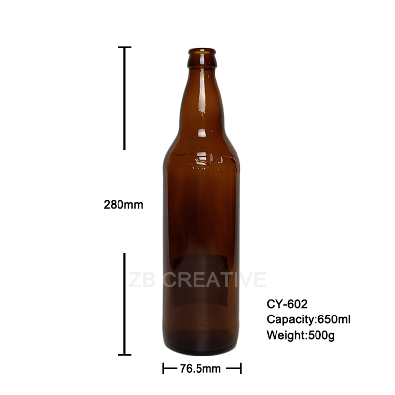 22oz Glass Beer Bottles Crown Cap Craft Brew Container Packaging 500g CY-602