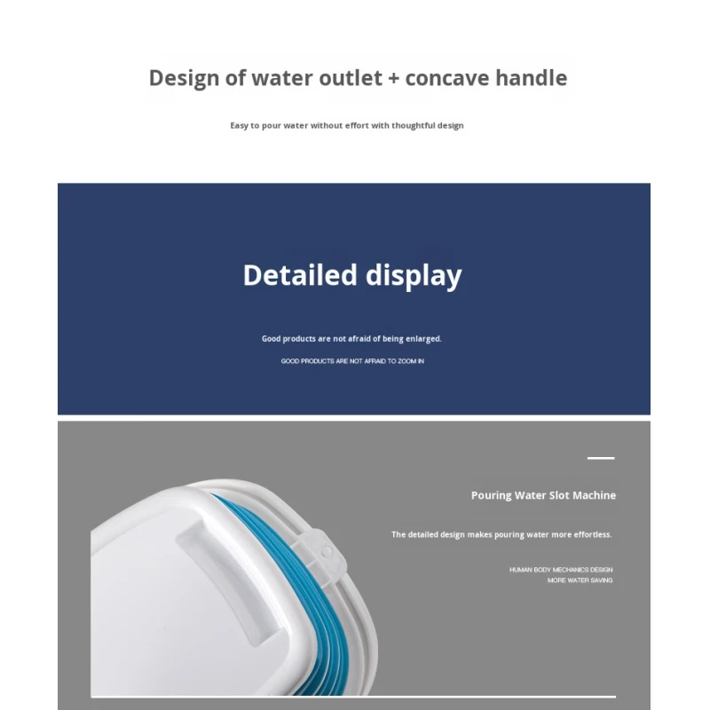Plastic Collapsible Large Capacity Bucket Portable Square Shape Retractable Folding Bucket with Towel for Home Outdoor