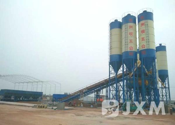 Belt Conveyor 165.5kw Concrete Batch Mix Plant 90cbm Per Hour Rmc Plant Machinery