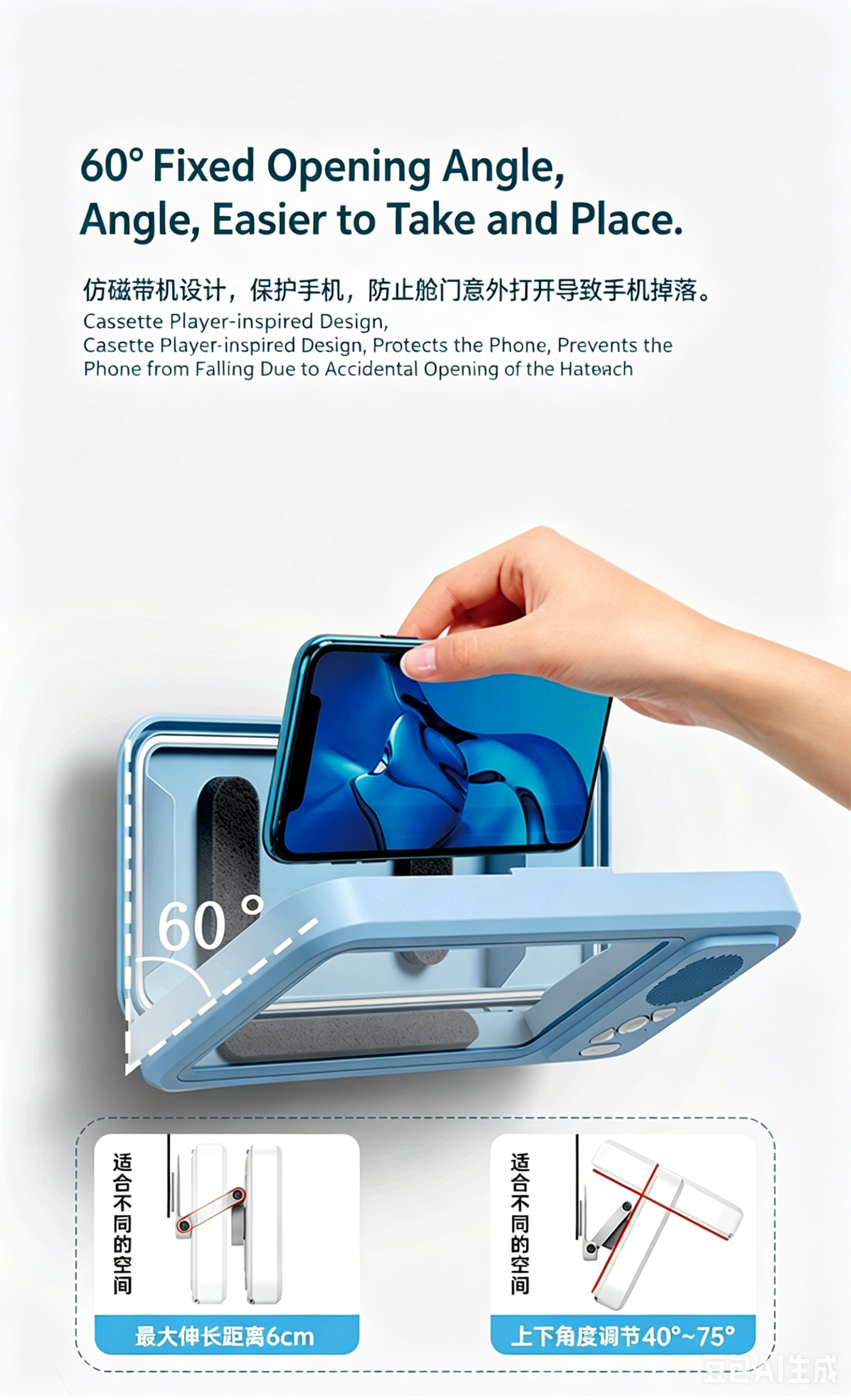 IPX6 Waterproof Shower Phone Holder with Bluetooth 5.3 Speaker, 12H Playtime, Touch Screen, Wall Mount