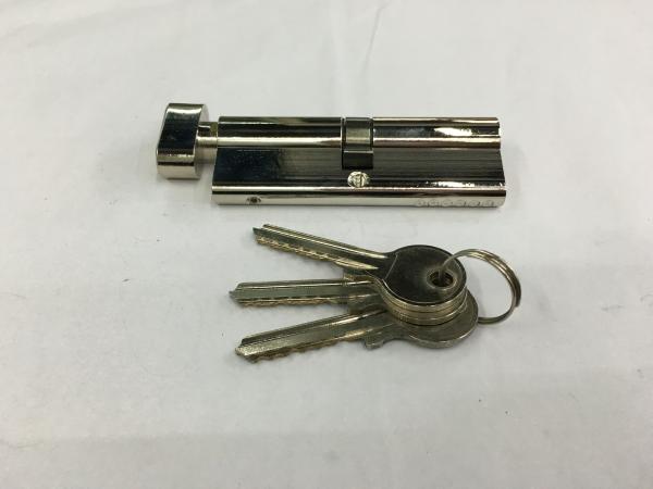 90mm (45*45) Euro Profile Single Brass Cylinder Lock with 3 brass normal keys Surface finish Bright nickle