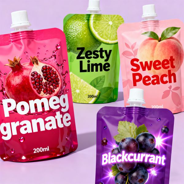 Customized Color Food Grade Stand Up Pouch Smell Proof Biodegradable Nozzle Bag 150 300ml 2.5L Shape Juice Jelly Milk Detergent Packaging