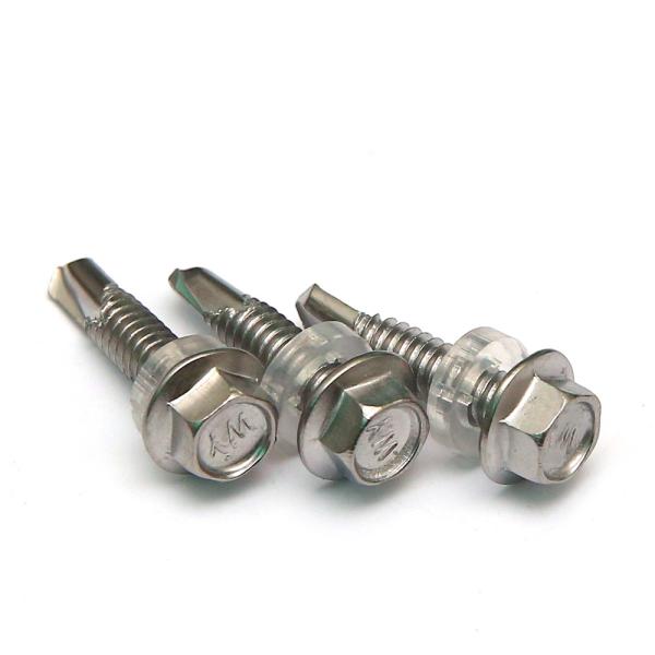 Heavy Duty SS 410 Stainless Steel Self Drilling Screw Indented Hex Washer Head For Steel