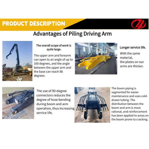 40-50ton Excavator Vibratory Hammer Hydraulic Pile Hammer Arm Pile Driving Arm Sheet Pile Driver Construction Works