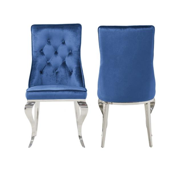Grey Fabric SS Dining Chairs Modern Sliver For Upscale Hotel Restaurants