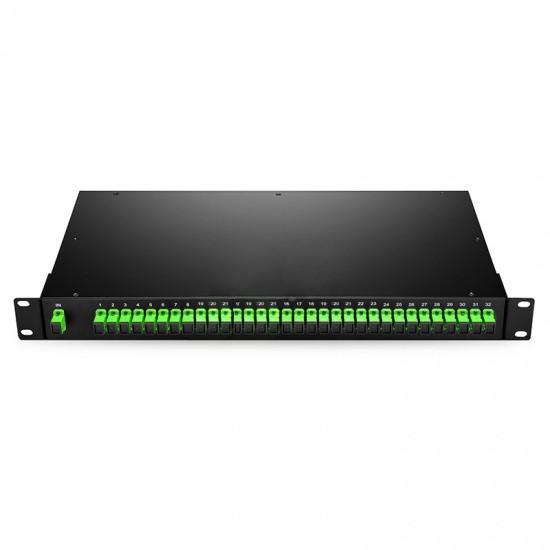 1U 19 Rack Mount 1x32 Fiber Splitter SC/APC Singlemode For FTTH