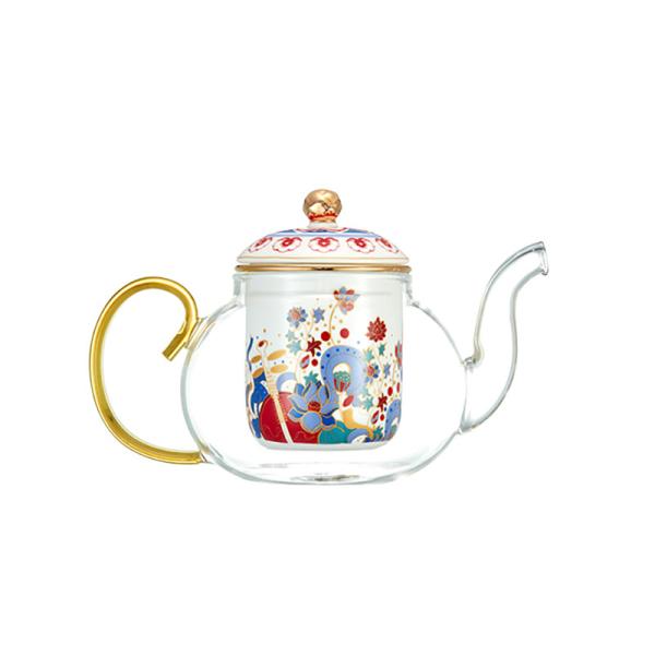 Ready To Ship In Stock Customized Glassware Teapot Set With Ceramic Inner Container One Teapot And Four Cups