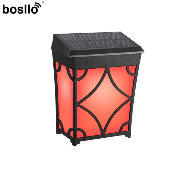 Lâmpadas solares de parede RGB ABS Retro exterior Decorativo à prova d'água