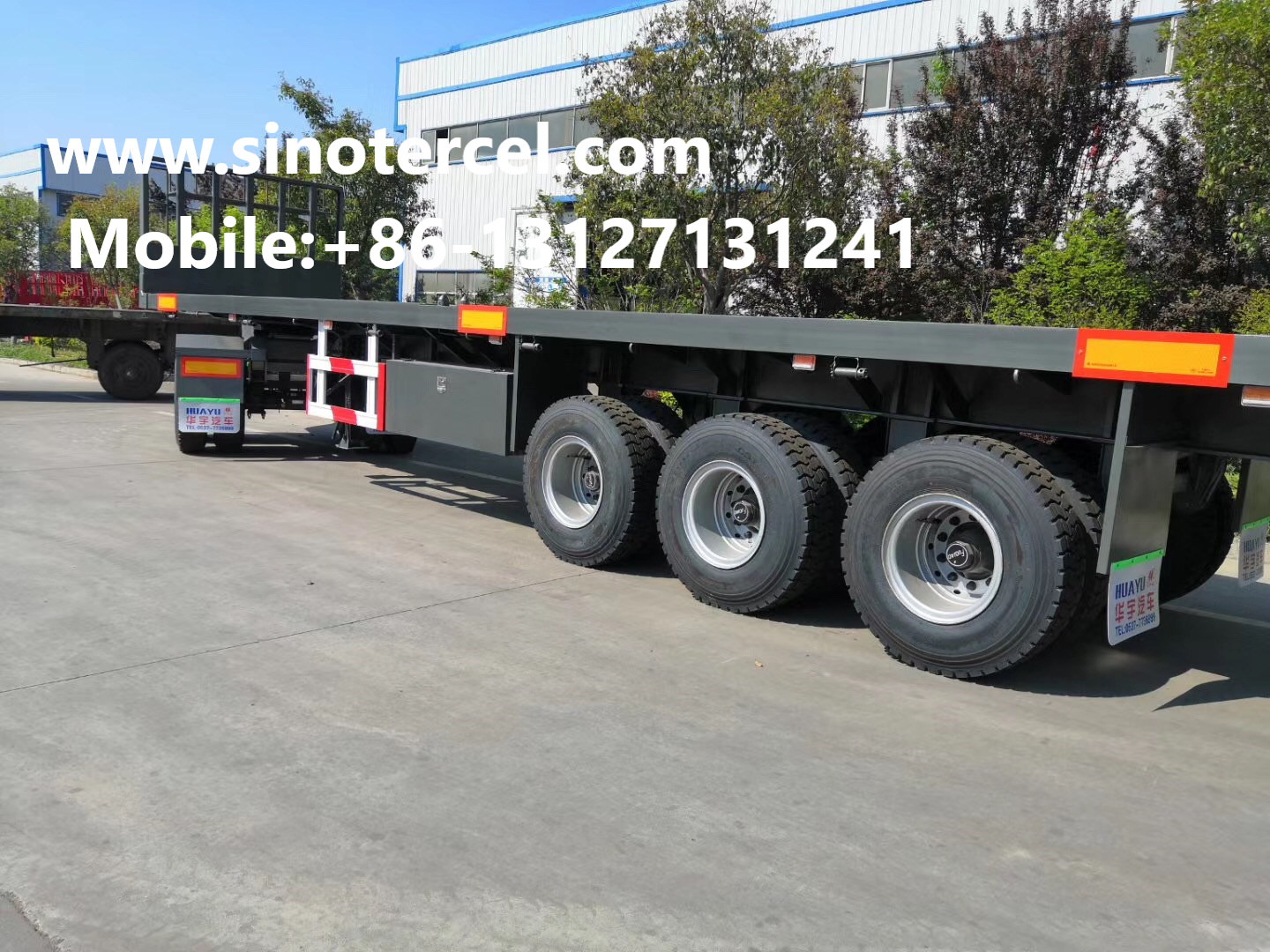 Customizable Flat Bed Semi Trailer with 30-60t Load Capacity, High-strength Steel Construction, and 3 Axles for Heavy-Duty Transport White