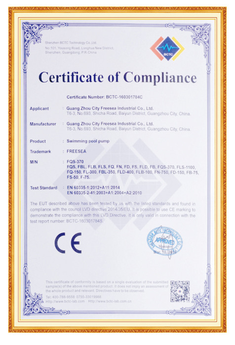 GUANG ZHOU CITY FREESEA ELECTRICAL CO., LTD Сертификации