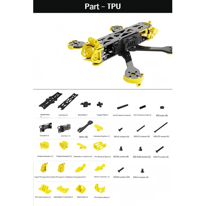 5-6-7-inch Custom Made FPV Carbon Drone Frame With Aluminum CAM Plates For PartsAccessories