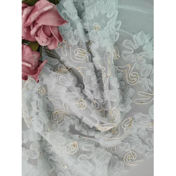 Женщины вышивки Тюль голубой ткани шнурка вязания крючком металлические связывая одевают ткань