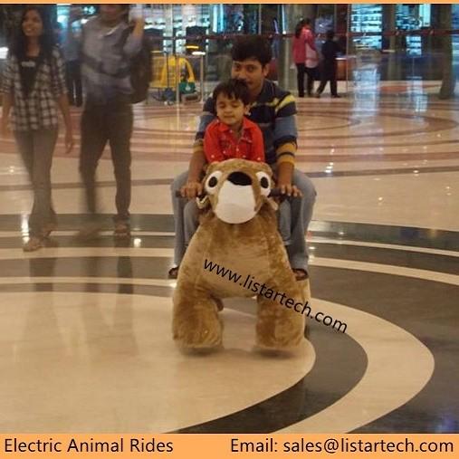 Two Seats Ride on Toy Car Electric Kiddie Animals Cars for Kids and Parents Driving -Elk