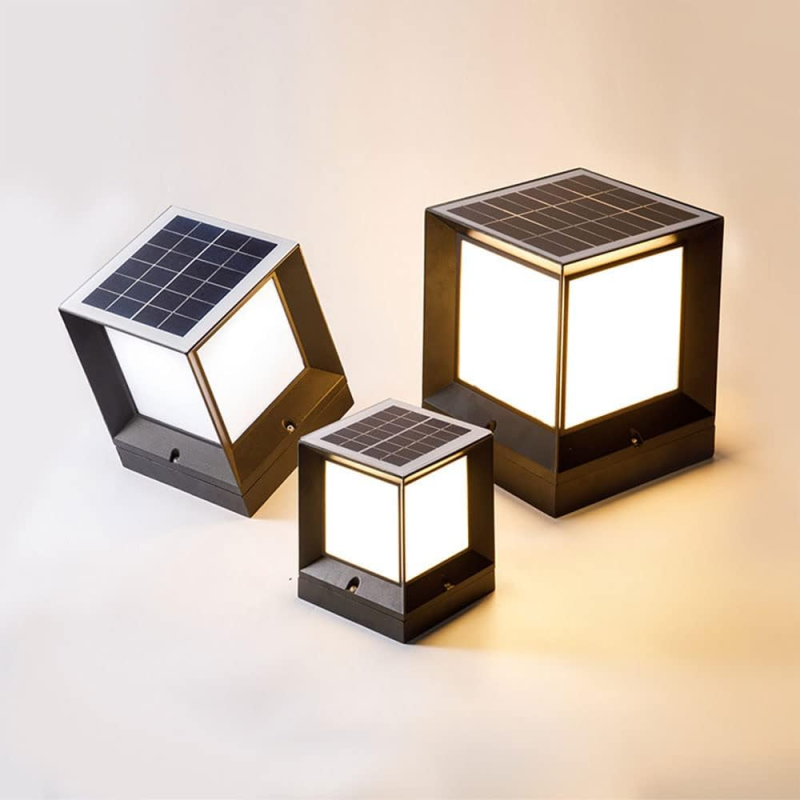Smart Quad-Color Dimming Solar Pillar Light Outdoor Waterproof Villa Garden Solar Garden Fence Landscape Light