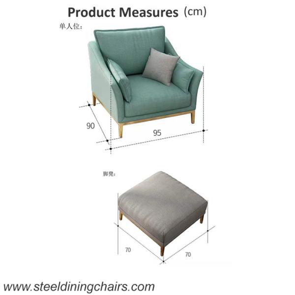 Small Sitting Room Contemporary Fabric Nordic ISO9001 2 Two Seater Sofa Chair